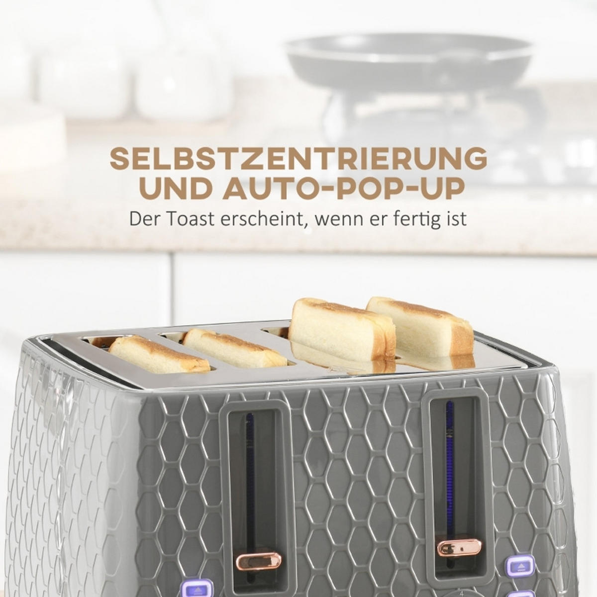 WASSERKOCHER-TOASTER Set 1,7L 4 Scheiben Toaster Kunststoff Grau - Grau, Kunststoff (19.5/23.4/24.2cm) - Rolipo