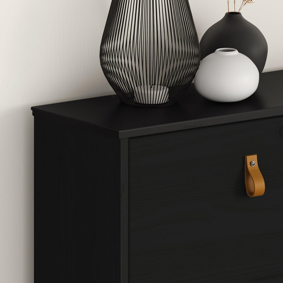 SCHUHKIPPER MIKKA schwarz - Schwarz, Holz (107/92/25cm) - IDIMEX