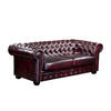 CHESTERFIELD Ledersofa 3-Sitzer - Büffelleder - Rotbraun - BRENTON - Bordeaux, Leder (96/73/201cm) - Vente-Unique
