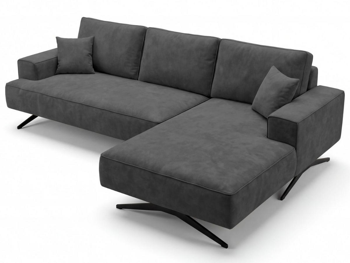 ECKSOFA Leto Anthrazit Rechts - Anthrazit/Schwarz, Holz/Textil (165/260cm) - Graingold