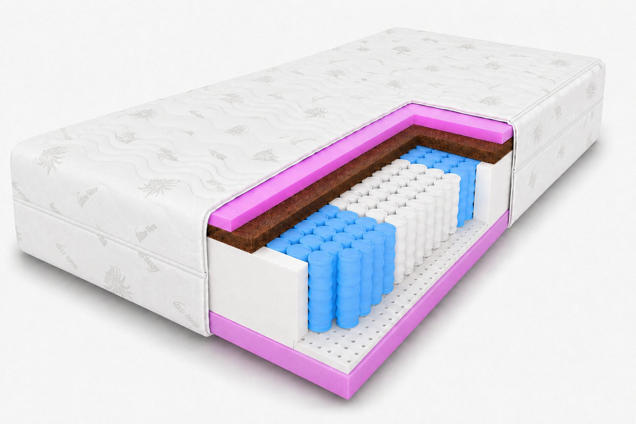 TASCHENFEDERKERNMATRATZE Comfort, 7 ZONEN, 90x200x26 cm, H3/H4, Aloe Vera - Weiß, Textil (90/200cm) - Marpur