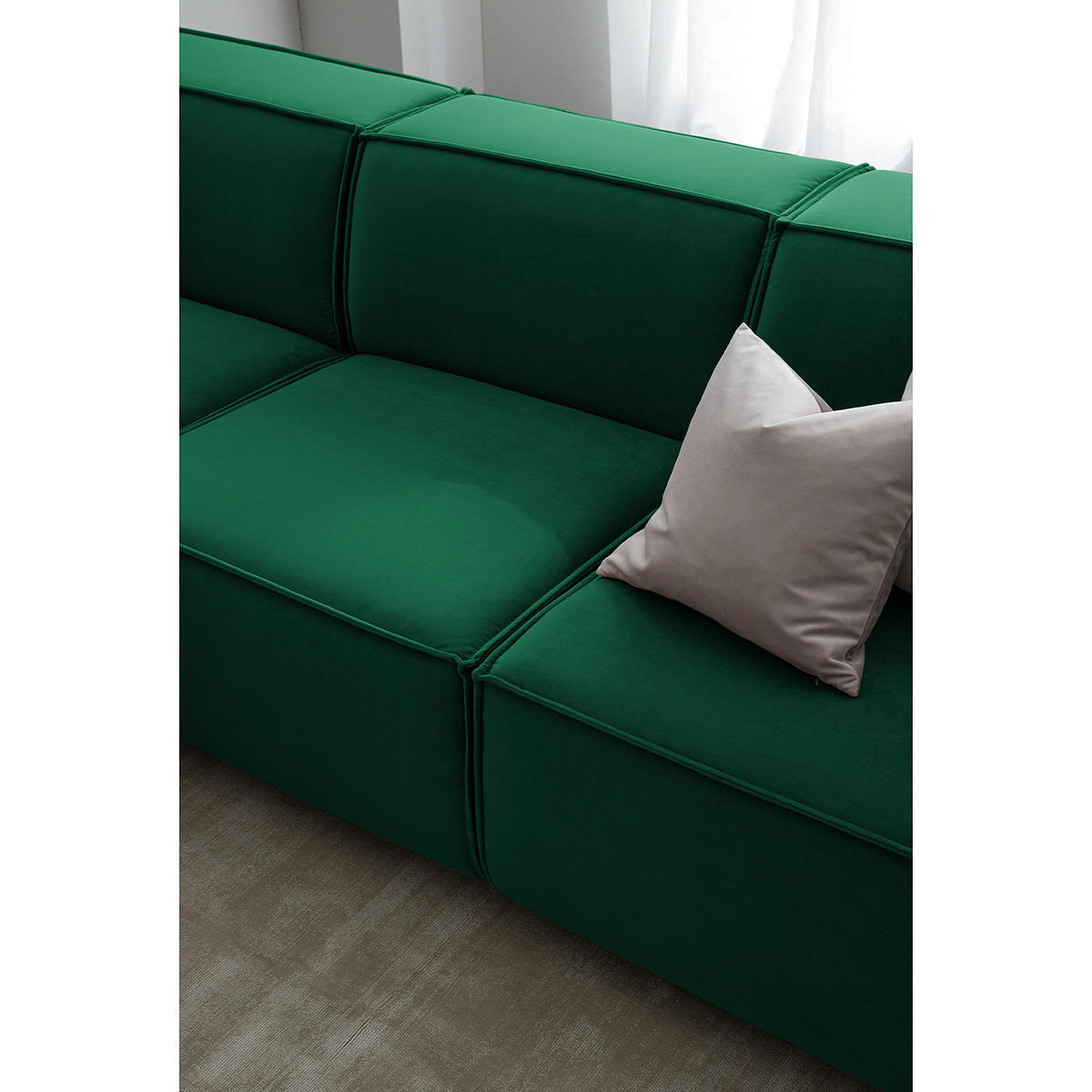 ECKSOFA mit Longchair - Dunkelgrün/Schwarz, Kunststoff/Textil (260/177cm) - home24