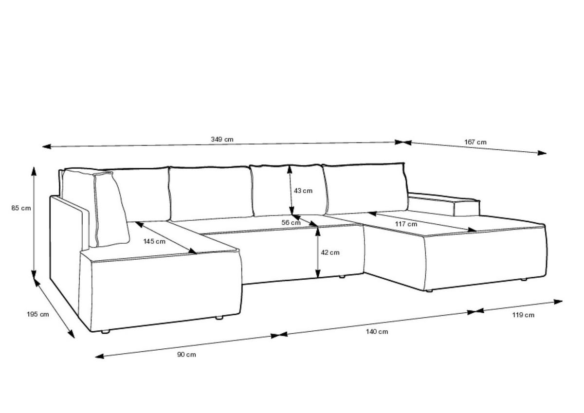 ECKSOFA FIORD Beige 349x167x85 cm - Beige, Textil (349/167cm) - FURNLUX
