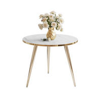 COUCHTISCH SOLEIL GOLD Weiß Marmor, 50cm - Weiß, Holzwerkstoff (70/50/47cm) - Lookway