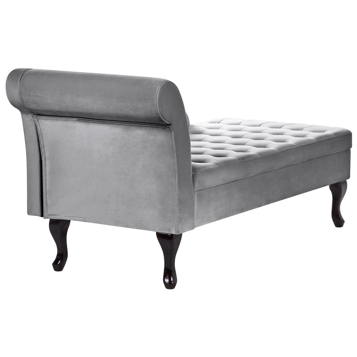 CHAISELONGUE Samtstoff hellgrau mit Bettkasten linksseitig Pessac - Schwarz/Grau, Textil (145/71/62cm) - Beliani