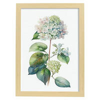 POSTER Hortensie 3 Im Nordischen Stil. A4 Rahmen Aus Hellem Holz - Beige, Papier (29.7/5/21cm) - Nacnic