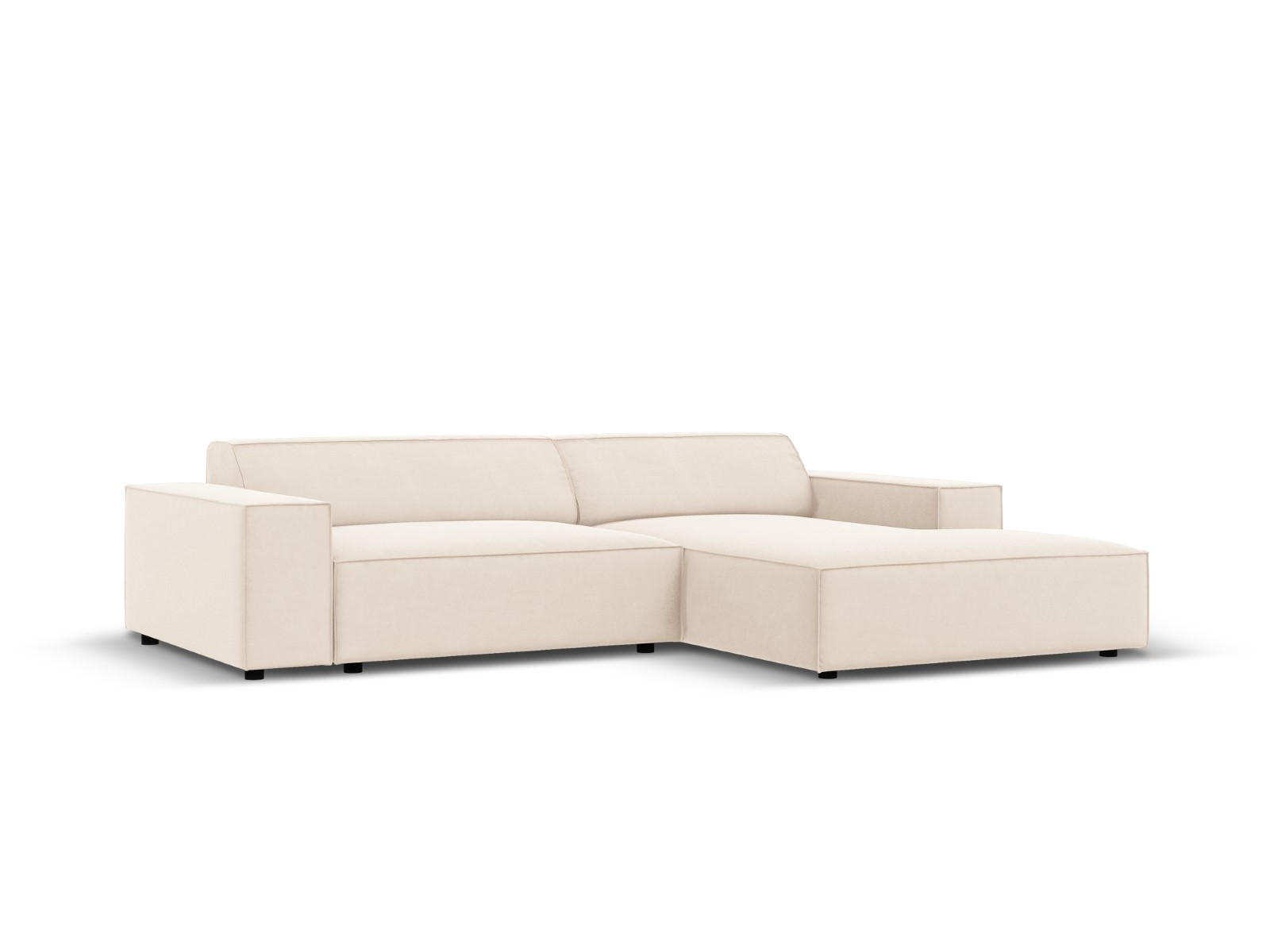 MODULARES-ECKSOFA rechts Jodie aus Samt leichtes beige 3 Sitzplätze - Beige, Textil (166/224cm) - Micadoni