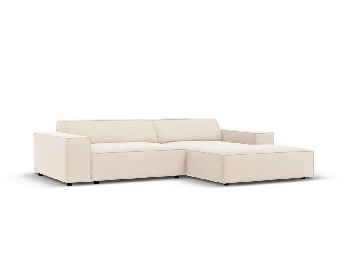 MODULARES-ECKSOFA rechts Jodie aus Samt leichtes beige 3 Sitzplätze - Beige, Textil (166/224cm) - Micadoni