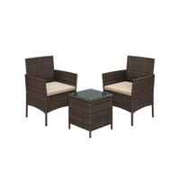 LOUNGE-SET GARTENMÖBEL-SET 3-TEILIG - Braun, Metall - Hansiro