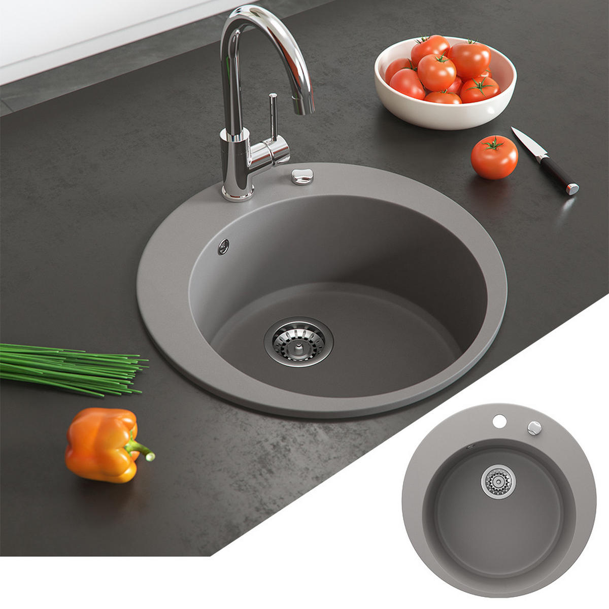 UMYVADLO Beton - šedá, keramika (50.5/19/50.5cm) - Bergstroem