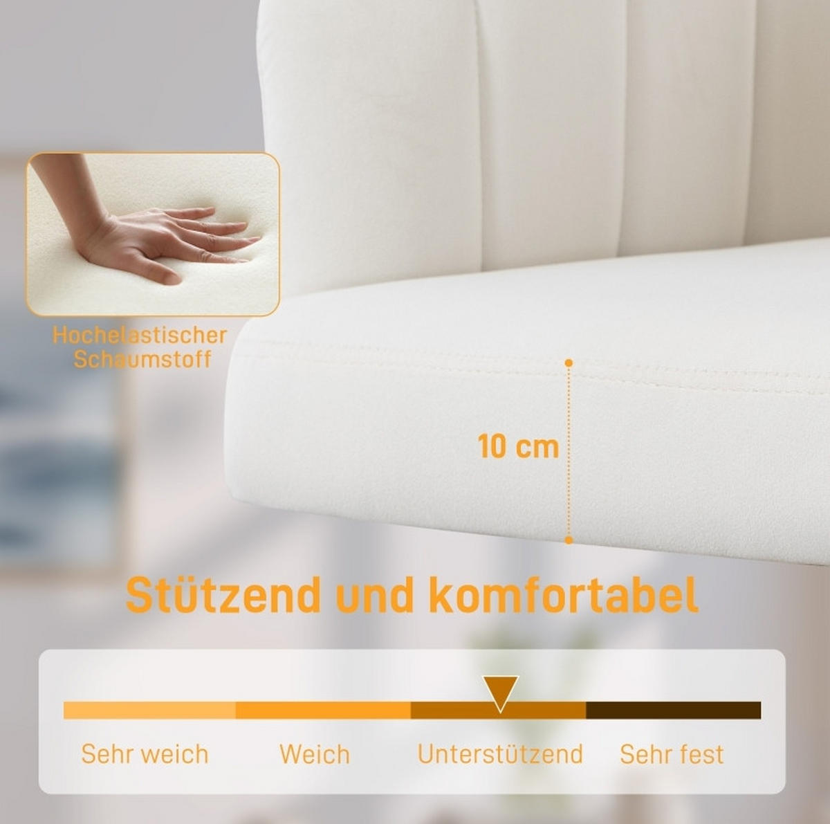 BÜROSTUHL höhenverstellbar drehbar Polyester Cream White - Weiß, Kunststoff (60/92.5/61cm) - Meubliv