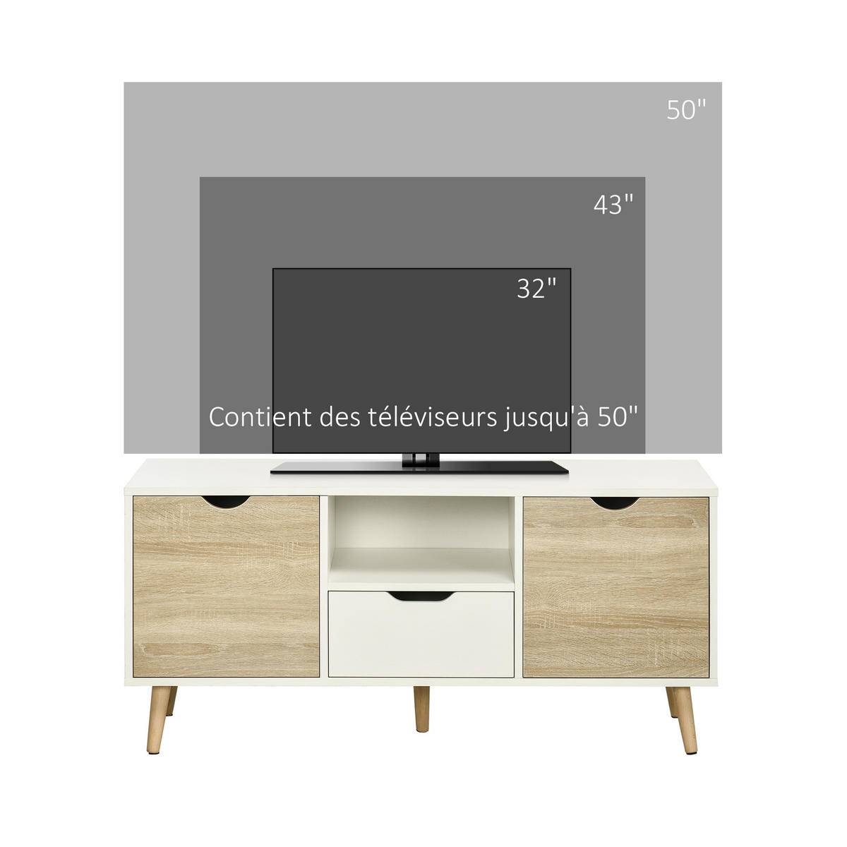 TV-MÖBEL Weiß 1 Stück - Weiß, Holzwerkstoff (110/50/40cm) - GiPP