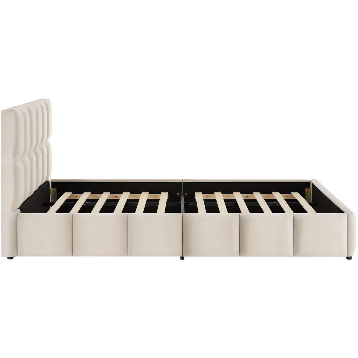 POLSTERBETT Shirley, Belastbarkeit 250 kg, Samtoptik sand - Gelb/Samtahornfarben, Holz (180/200cm) - tectake