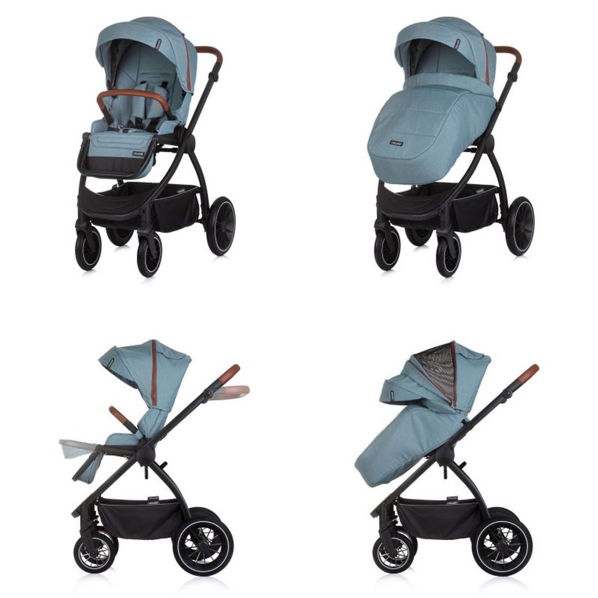 KOMBIKINDERWAGEN Prestige 3 in 1 blau Babywanne Rucksack i-Size Babyschale - Blau, Metall (85/59/123cm) - Chipolino