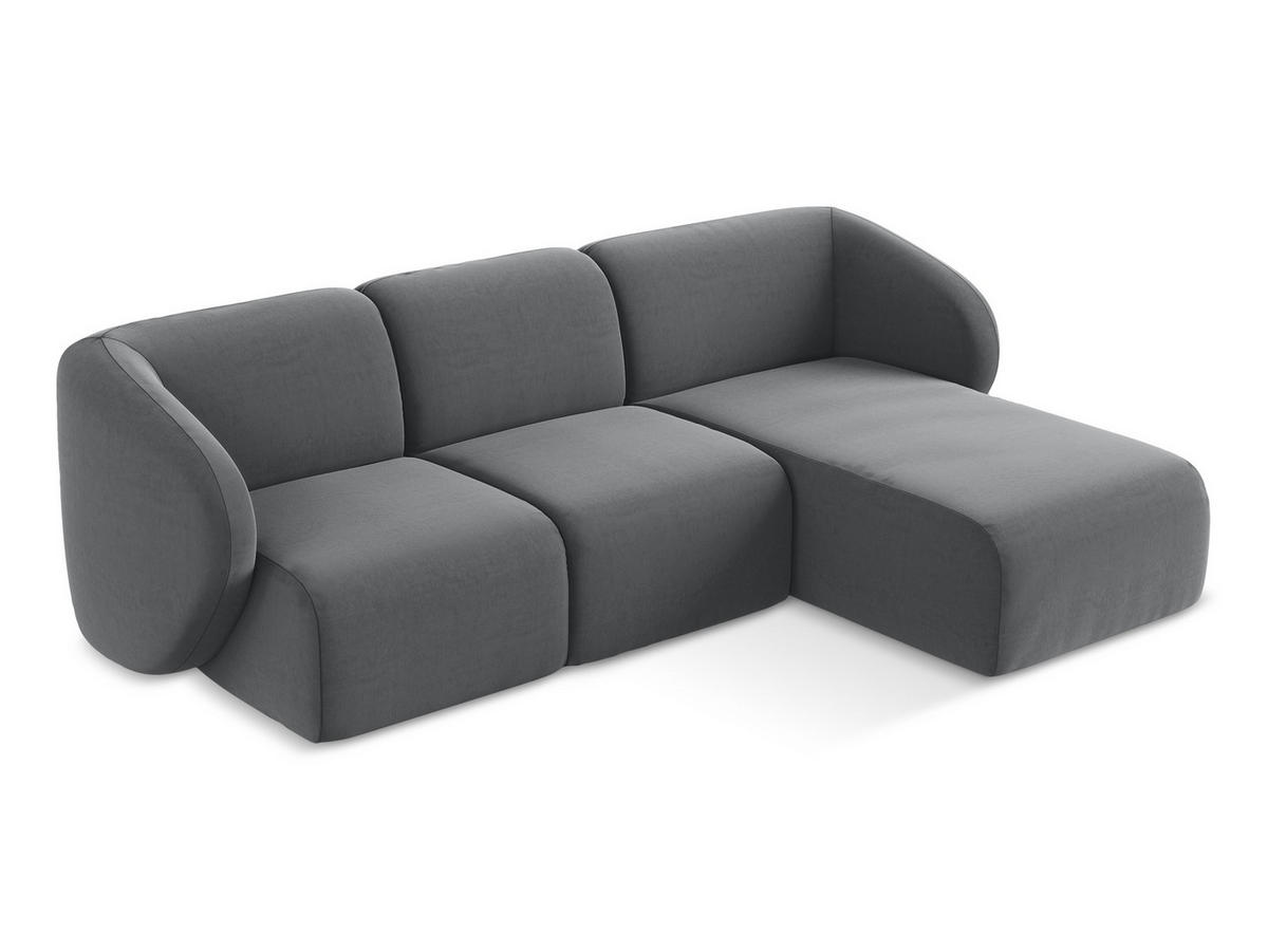 ECKSOFA Rechts Bouclé Stoff Grau - Taupe/Schwarz, Holzwerkstoff/Kunststoff (240/90cm) - Makamii