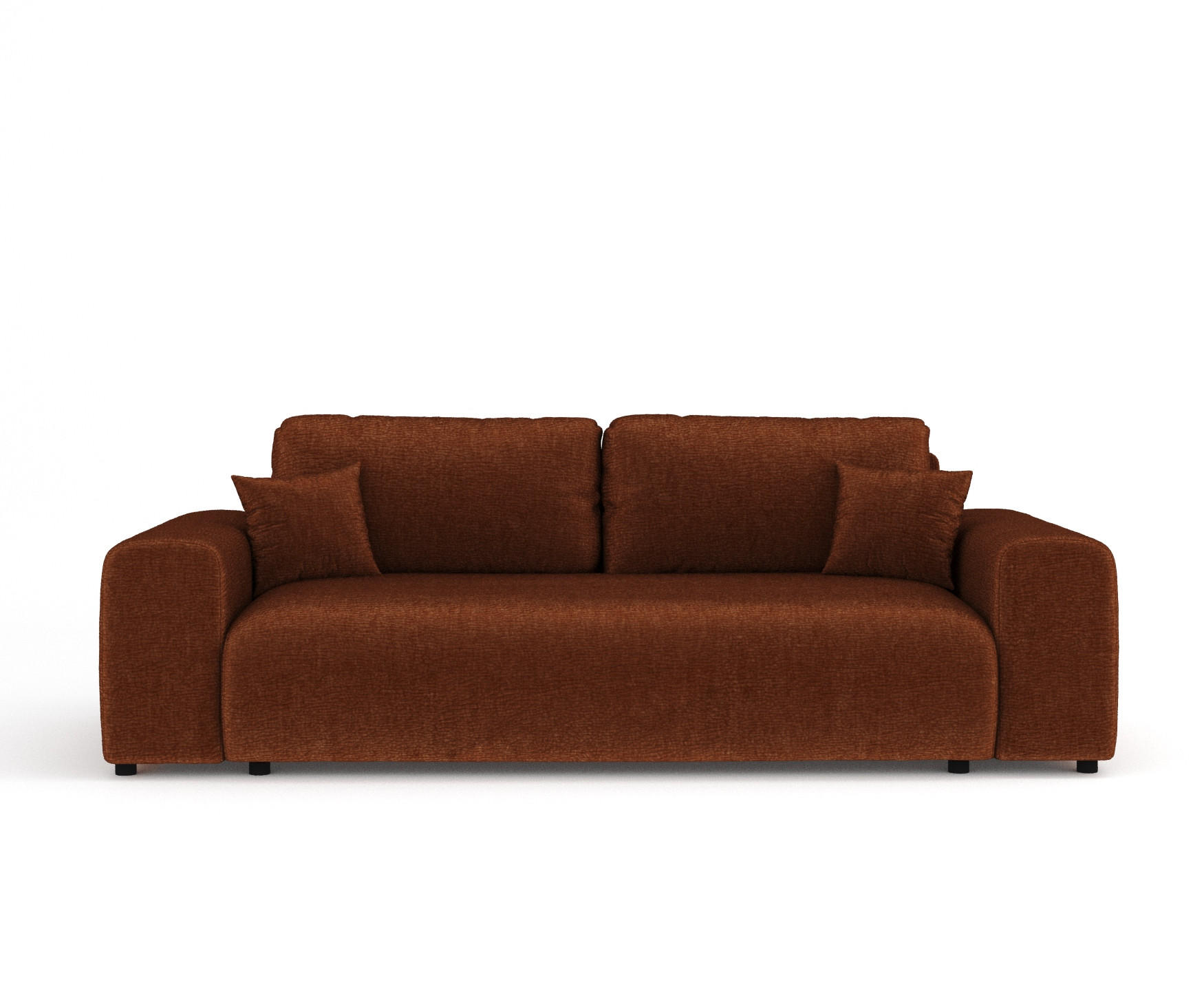 3-SITZER-SOFA Zanzibar Dunkelorange Chenille - Dunkelorange/Schwarz, Holz/Holzwerkstoff (213/79/108cm) - Maison de Reve