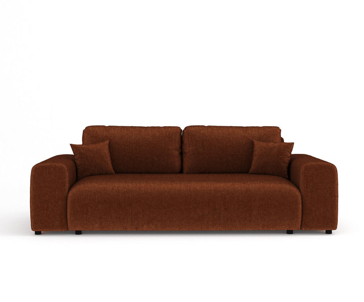 3-SITZER-SOFA Zanzibar Dunkelorange Chenille - Dunkelorange/Schwarz, Holz/Holzwerkstoff (213/79/108cm) - Maison de Reve