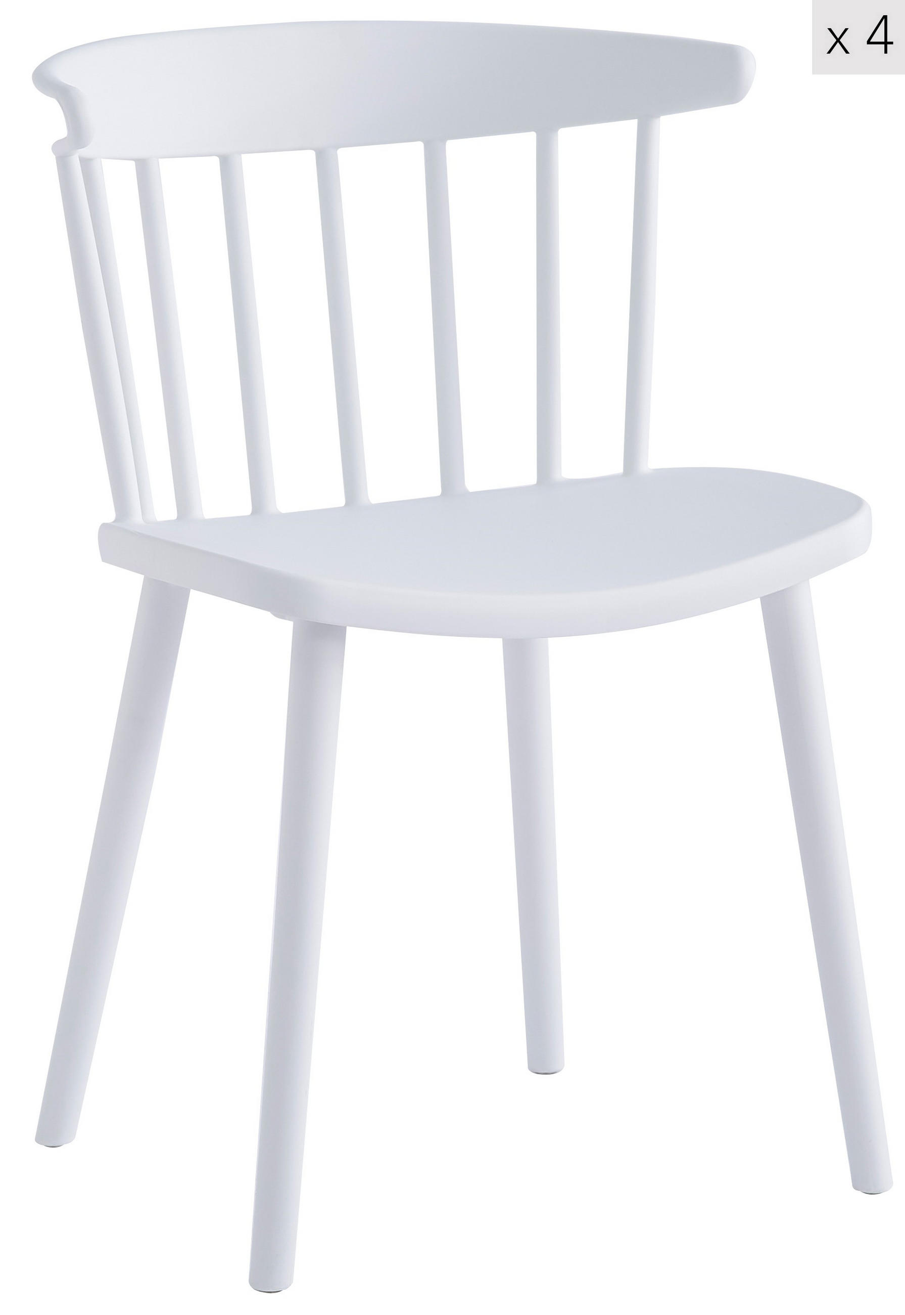 STUHL 4er-Set Polypropylen Weiß - Weiß, Kunststoff (46.5/75/41.5cm) - Nordlys