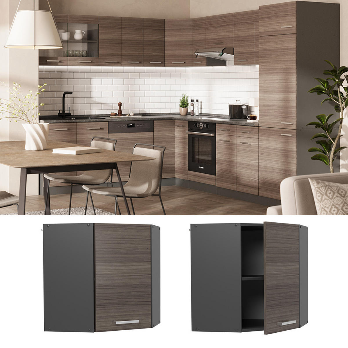 Anthrazit/Grau, Holzwerkstoff (57/60/34.1cm) - Vicco