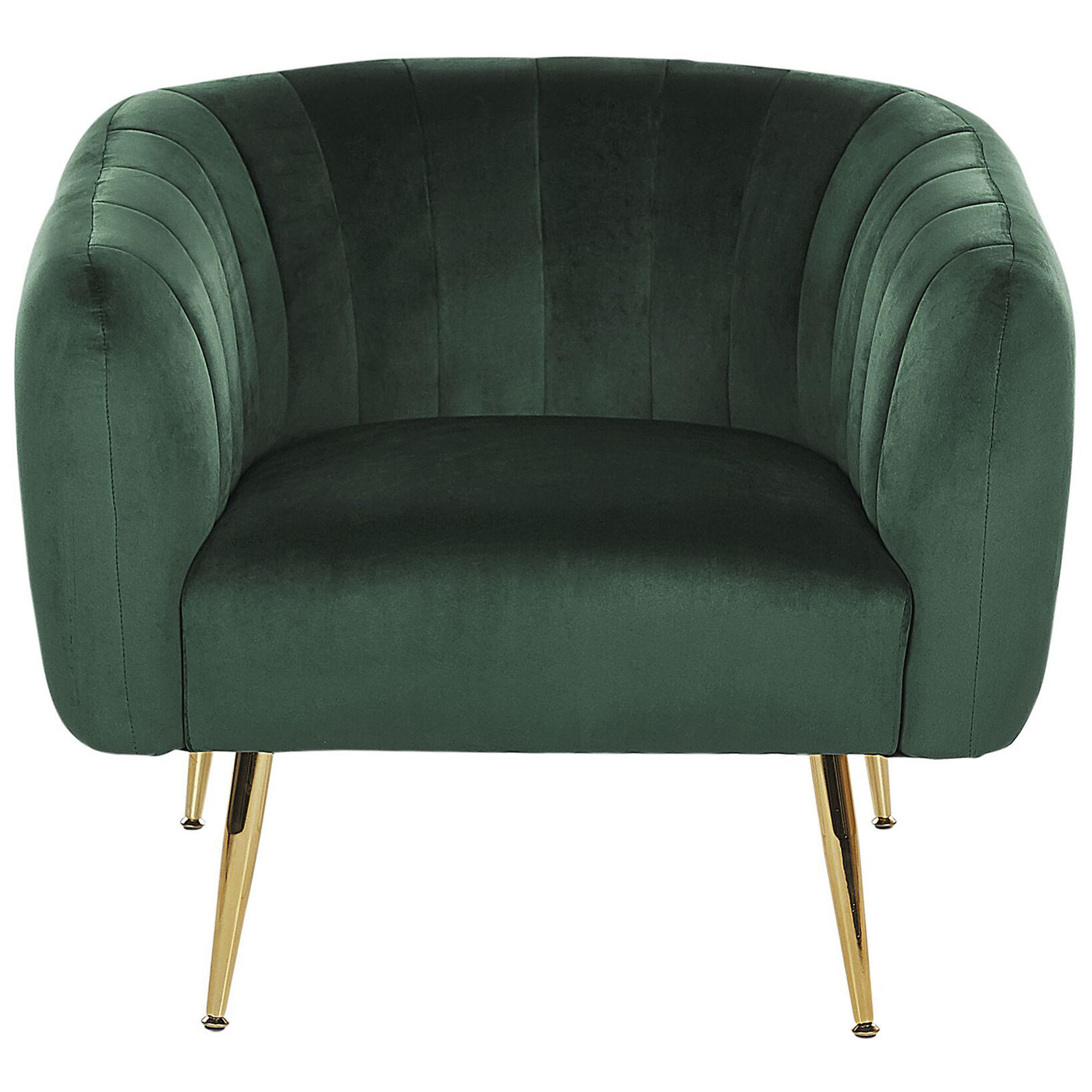 SESSEL Samtstoff Grün Laconia - Grün, Textil/Metall (85/72/62cm) - Beliani