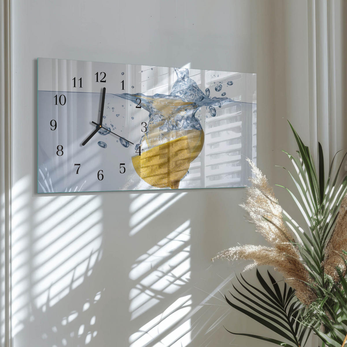 WANDUHR 60x30 cm - Wüste - Blau, Glas (60/30/0.4cm) - TULUP