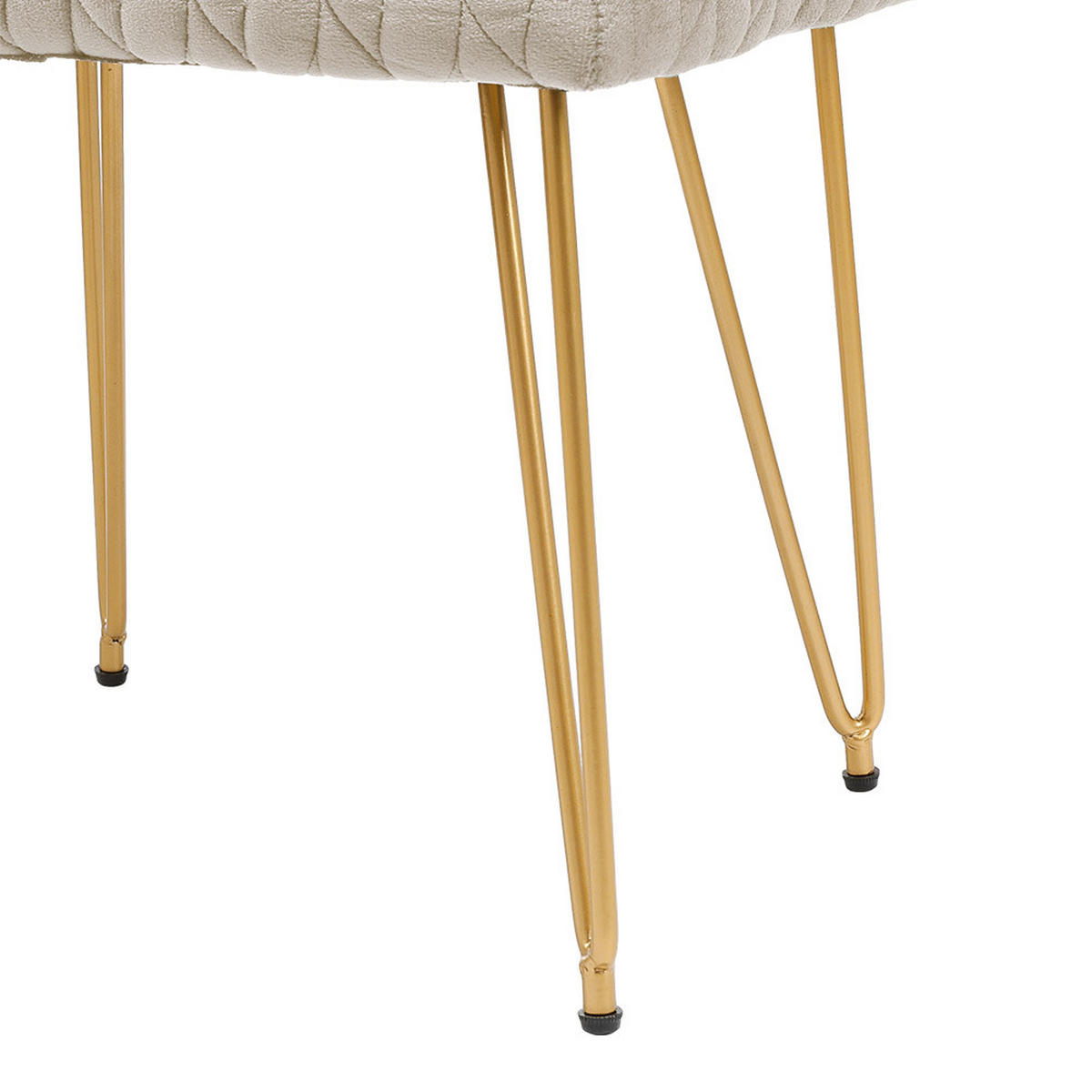 SCHMINKTISCHHOCKER 40/30/48 cm Stauraum Metallbeine Plüschstoff Beige - Beige/Goldfarben, Holz/Textil (40/48/30cm) - Livingandhome