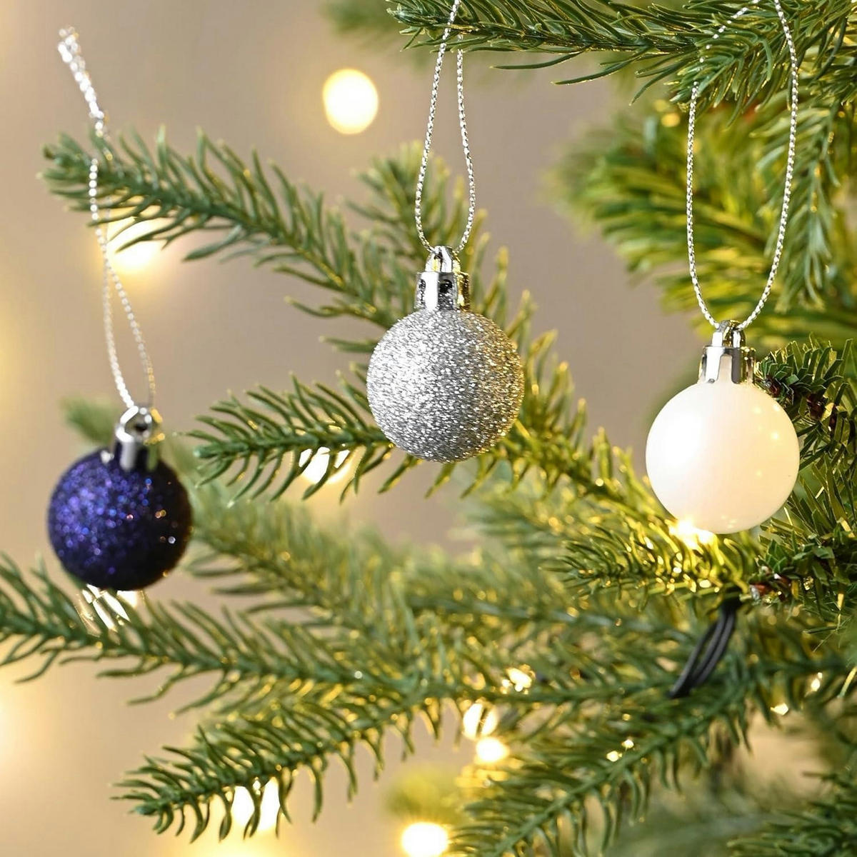 WEIHNACHTSKUGELN 49-teiliges Set 3 cm Kunststoff Silber Blau - Multicolor, Kunststoff (3/3/3cm)