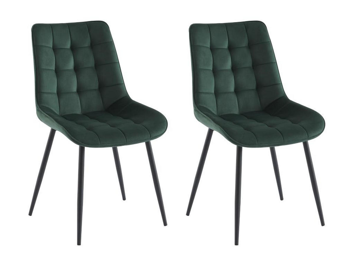 POLSTERSTUHL 2er-Set - Samt & schwarzes Metall - Grün - OLLUA - Grün, Textil (60/87/49.5cm) - Vente-Unique