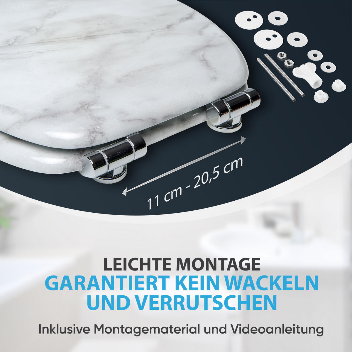 WC-SITZ mit Absenkautomatik Marmor - Grau, Holzwerkstoff (38/6/47cm) - Sanilo