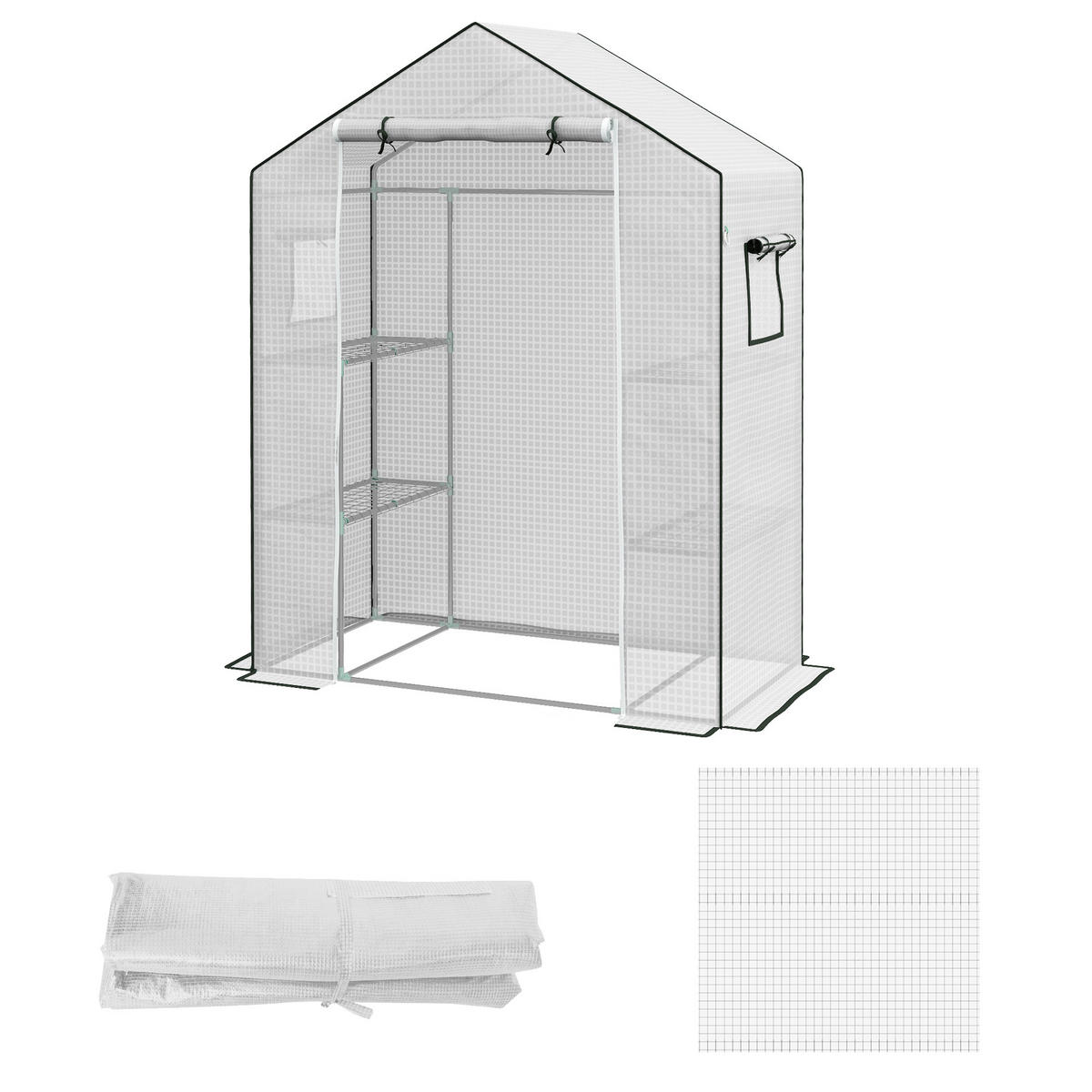 ERSATZFOLIE für Gewächshaus DE-05811 mit Rolltür und Seitenfenstern 140/73/190 cm Weiß - Weiß, Kunststoff (73/190/140cm) - ComfortXL