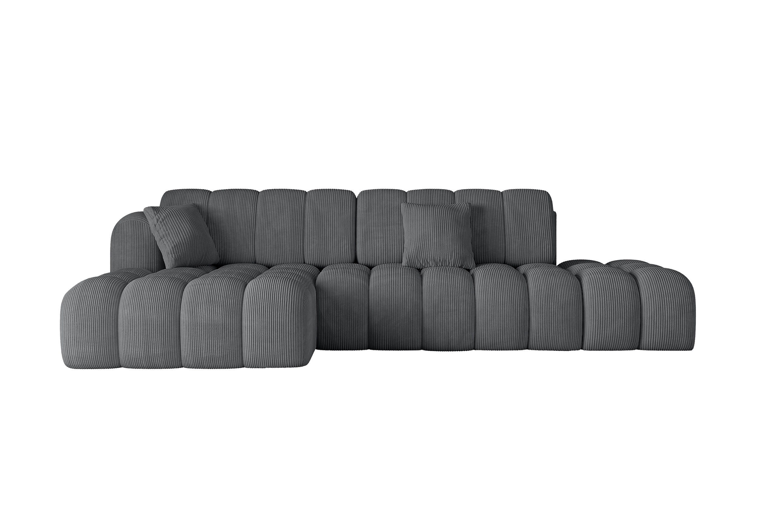 ECKSOFA mit Schlaffunktion Ottomane Links OLEA-L2 321x164x75 Dunkelgrau Cord - Taupe/Schwarz, Holzwerkstoff/Kunststoff (321/164cm) - ALTDECOR
