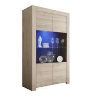 GESCHIRRSCHRANK mit 2 Glastüren ohne Beleuchtung H186 cm - Firenze - Eichefarben, Holzwerkstoff (42/186/110cm) - Calicosy