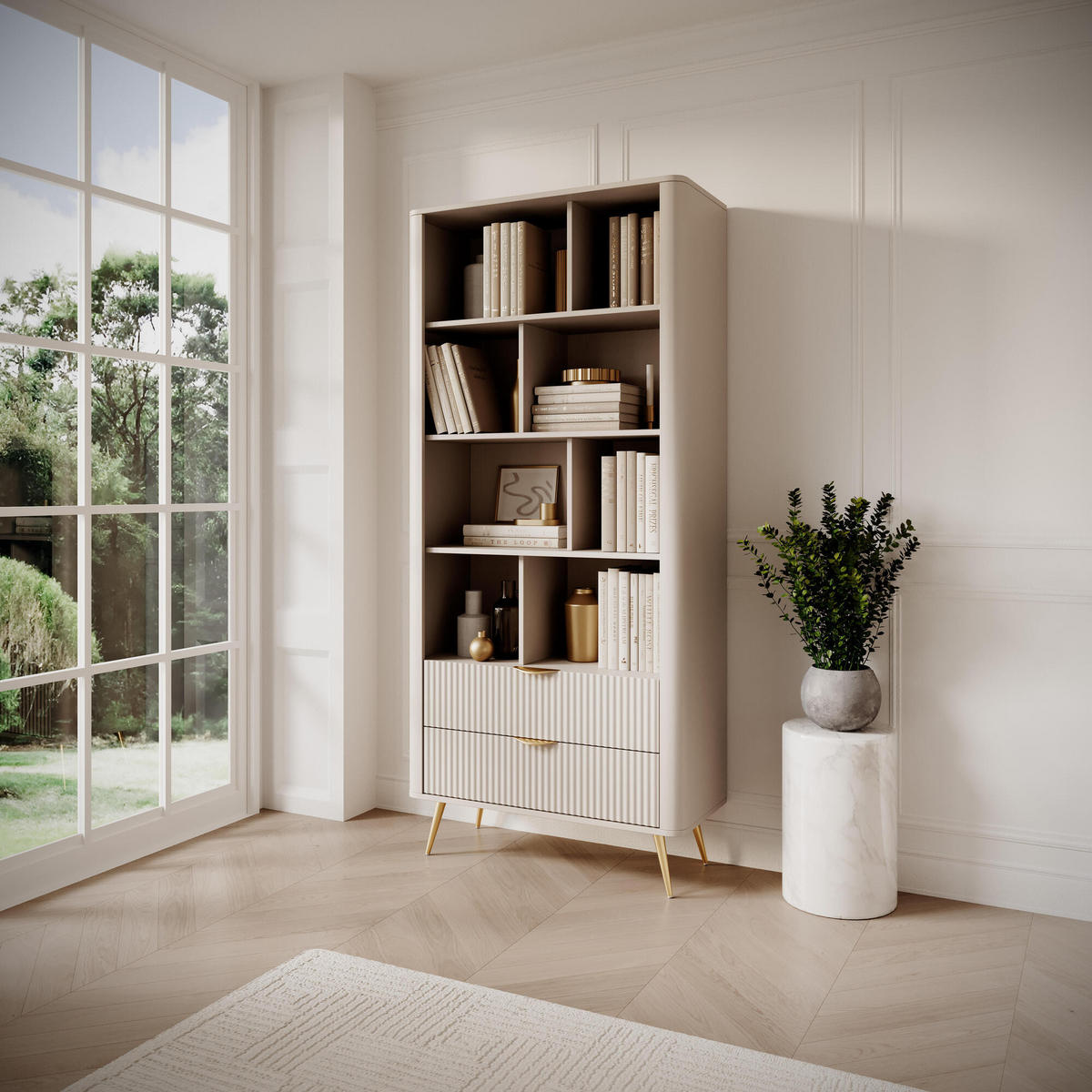 VITRINE LANTE Weiß 88x38x194 cm - Weiß, Holzwerkstoff (88/194/38cm) - FURNLUX