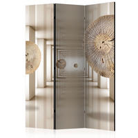 PARAVENT Beidseitig Bedruckter 3-tlg 135x172 cm Holz Tunnel 3D Abstraktion - Beige, Holz/Textil (135/172/3cm) - Muralo