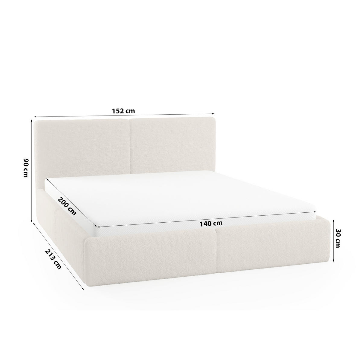 POLSTERBETT Doppelbett Sarria Slim Beige (Anthology 02) 140x200 cm - Beige, Textil (140/200cm) - Meblito