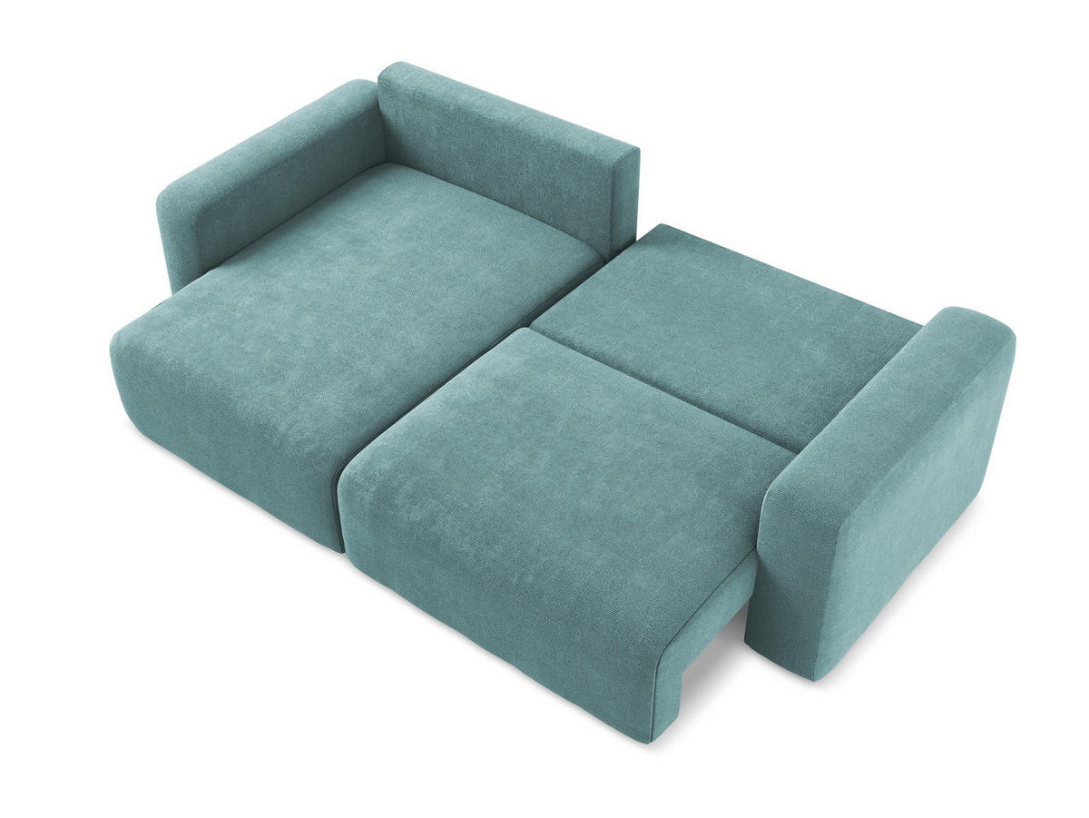 ECKSOFA mit Schlaffunktion links Chenille Stoff Blau - Blau/Beige, Kunststoff/Textil (149/244cm) - Makamii