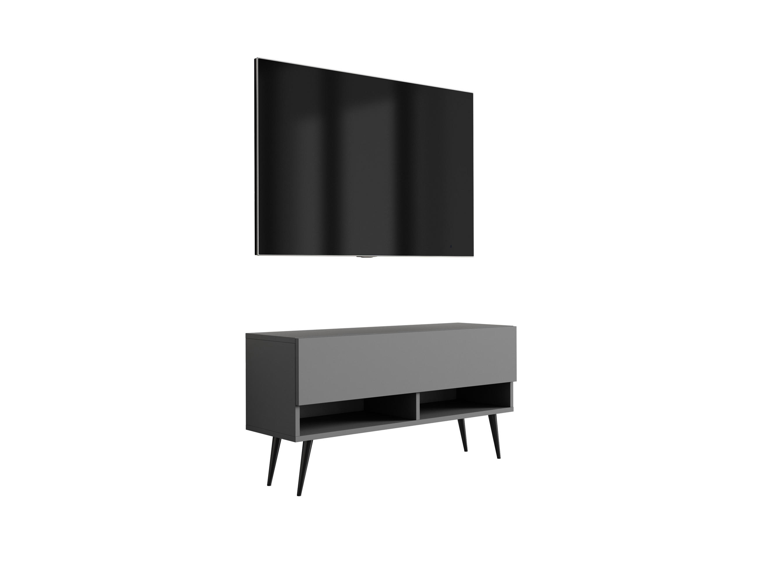 TV-LOWBOARD 100 cm Anthrazit, schwarze schräge Beine, 100 × 32 × 52 cm - Grau, Holzwerkstoff (100/52/32cm) - 3XE LIVING