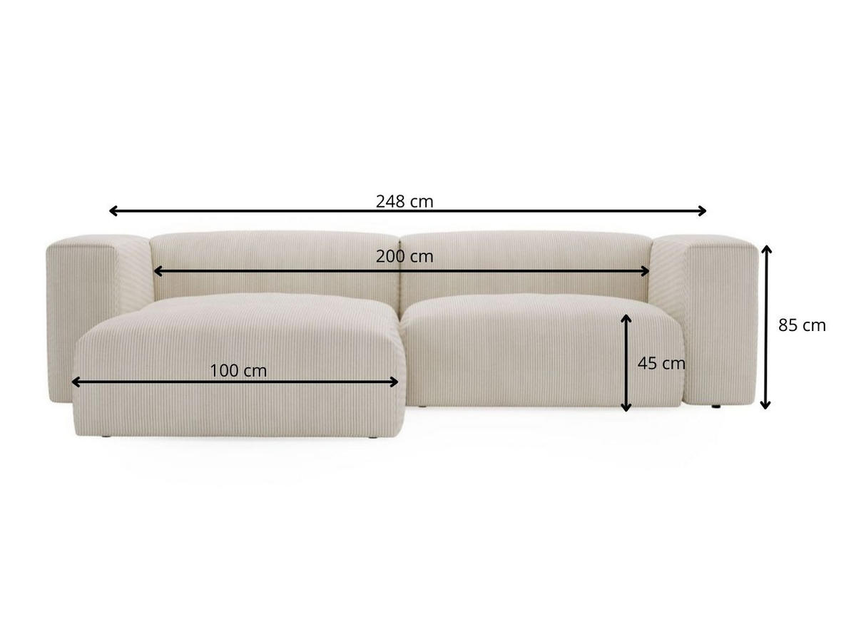 ECKSOFA Landi Creme Links - Creme/Schwarz, Kunststoff/Textil (180/240cm) - Graingold