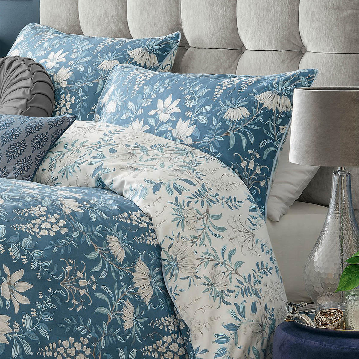 BETTWÄSCHE Parterre 3-Teilig - Blau, Textil (230/220cm) - LAURA ASHLEY