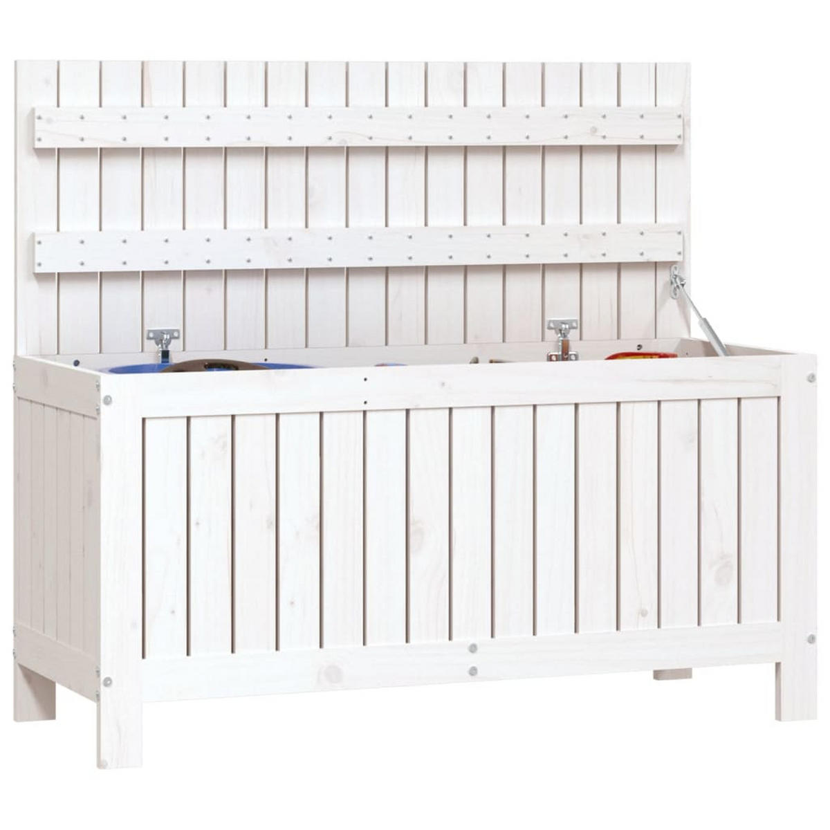 GARTENTRUHE Weiß 108x42,5x54 cm Massivholz Kiefer - Weiß, Holz (108/54/42.5cm) - furnicato