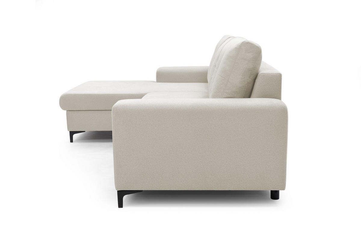 ECKSOFA AVRA L-förmig, mit Stauraumbehälter-in RINO-Stoff, Komfort & Eleganz, lose Rückenkissen, freistehend, LINKS 165x251x85 cm Beige - Beige, Holz/Textil (165/251cm) - DomoHome