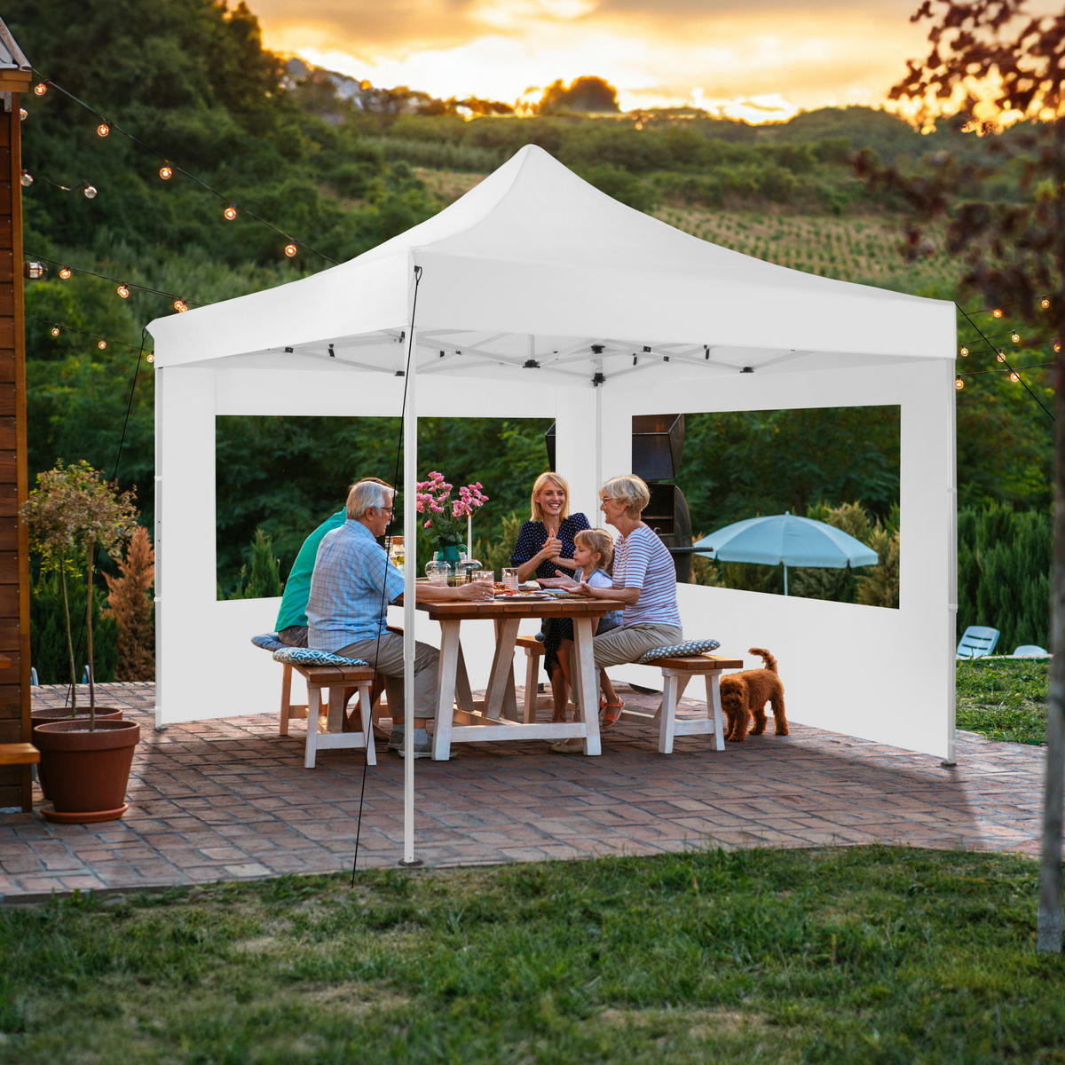 PAVILLON Olivia,inklusive Spannseilen, Heringen und Tragetasche,weiß - Weiß, Kunststoff (300/280/300cm) - tectake
