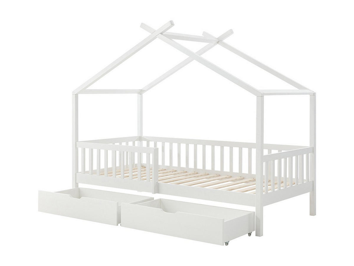 HAUSBETT - 1 Person - Holz, Platte - Weiß - Weiß, Holz (90/190cm) - Vente-Unique