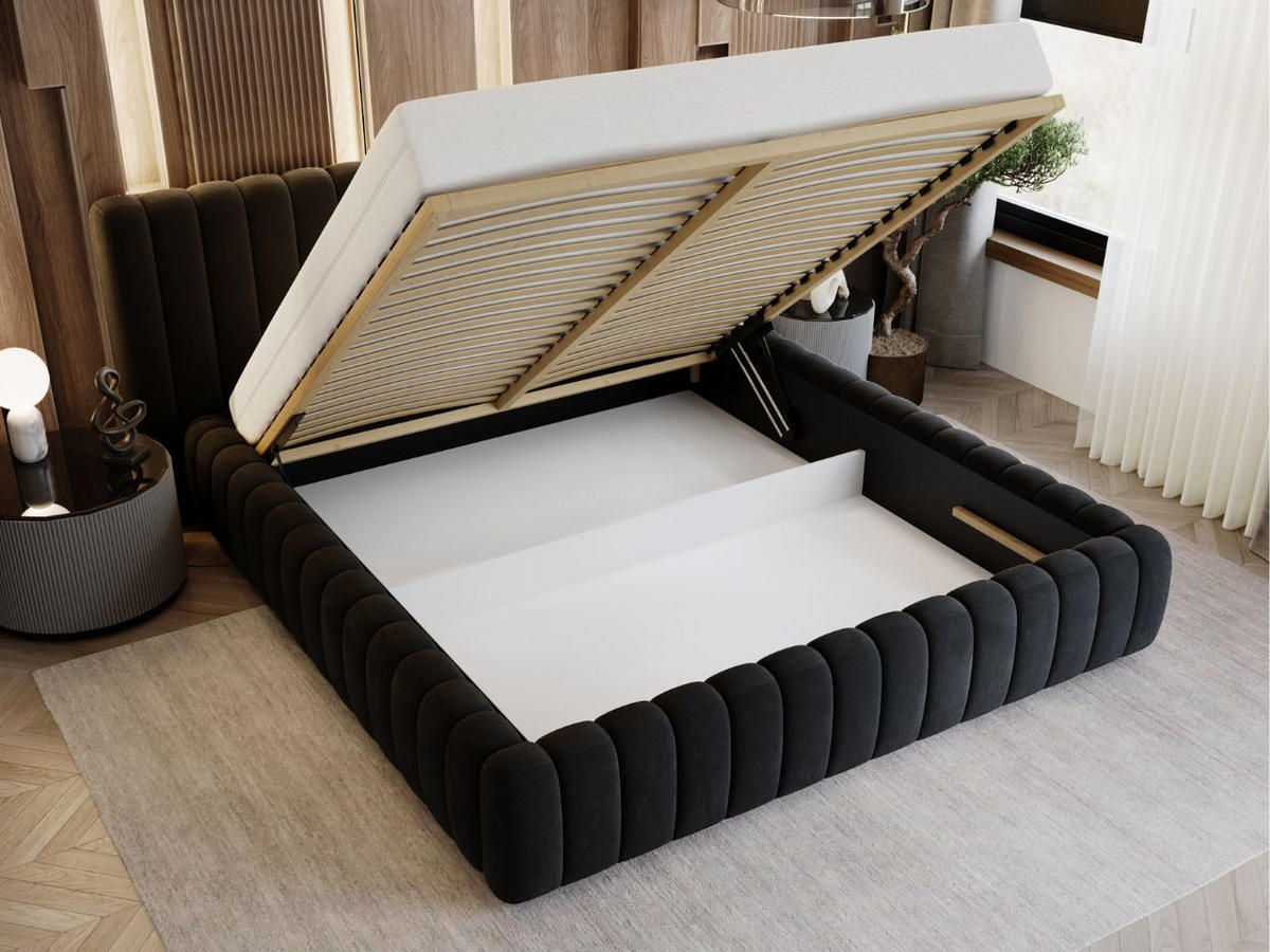 POLSTERBETT Bliss 200x200 Schwarz - Schwarz, Textil (200/200cm) - Graingold