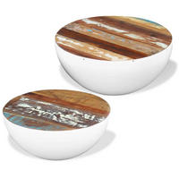 2-TLG. Couchtisch-Set Schalenform Altholz Massiv - Weiß, Holz (60/60/30cm) - furnicato