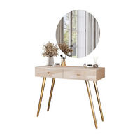 SCHMINKTISCH SIENNA GLAMOUR KASCHMIR mit LED-Spiegel - Kaschmir/Goldfarben, Holzwerkstoff (100/81/42cm)