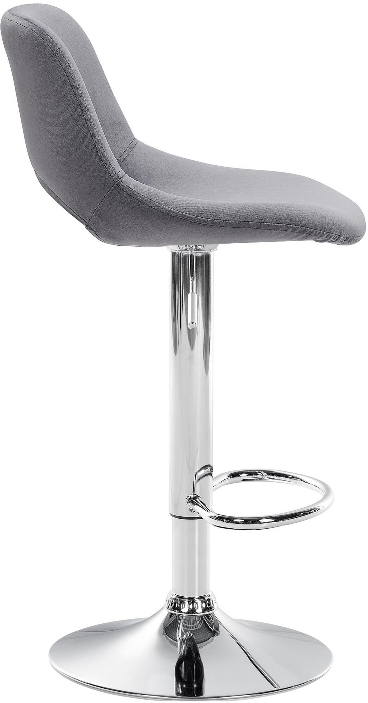 BARHOCKER Campus Samt chrom dunkelgrau - Chromfarben/Grau, Textil/Metall (42/107/46cm) - TPFLiving