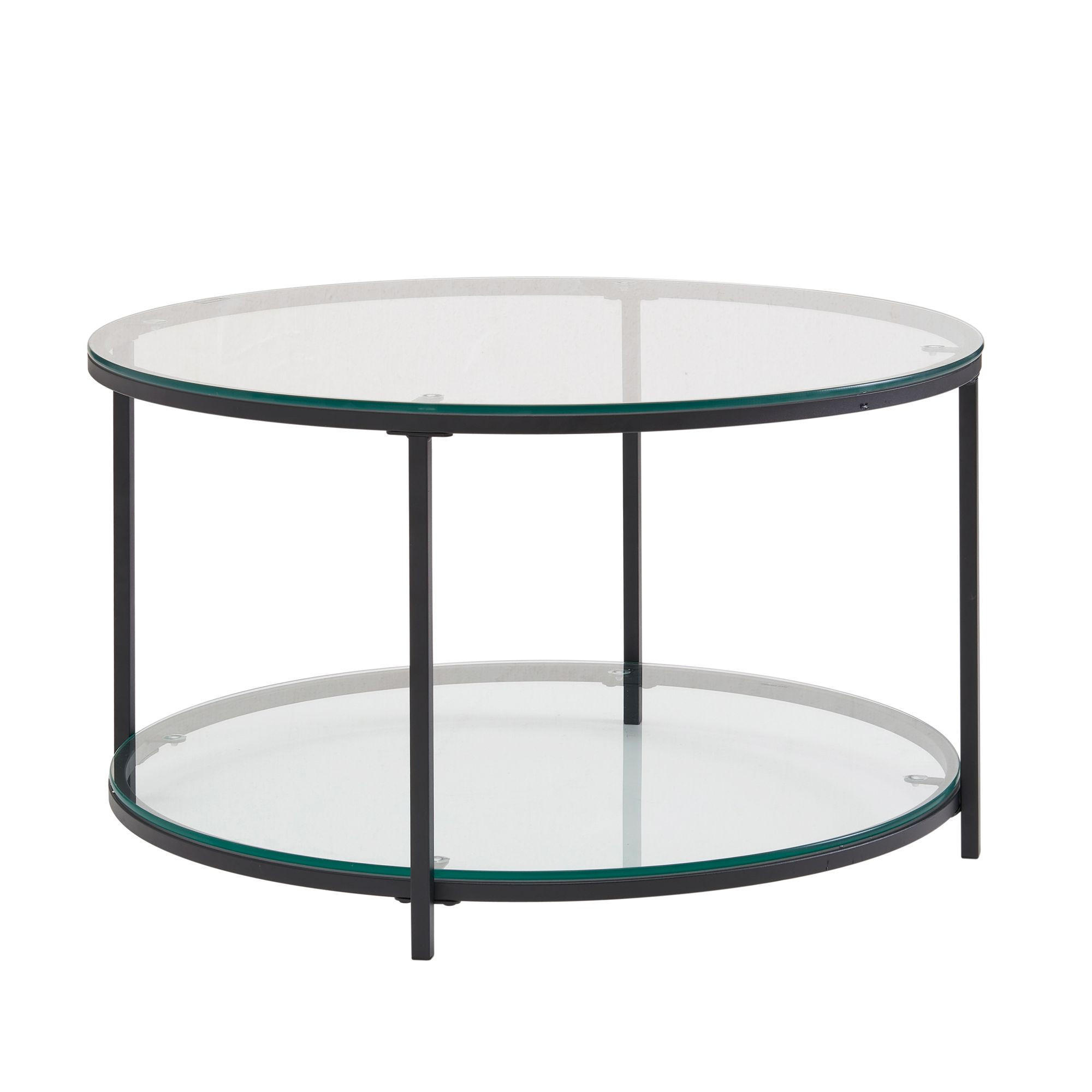 SOFATISCH rund ADO Couchtisch - Schwarz, Glas (80/80/45cm) - tinkaro