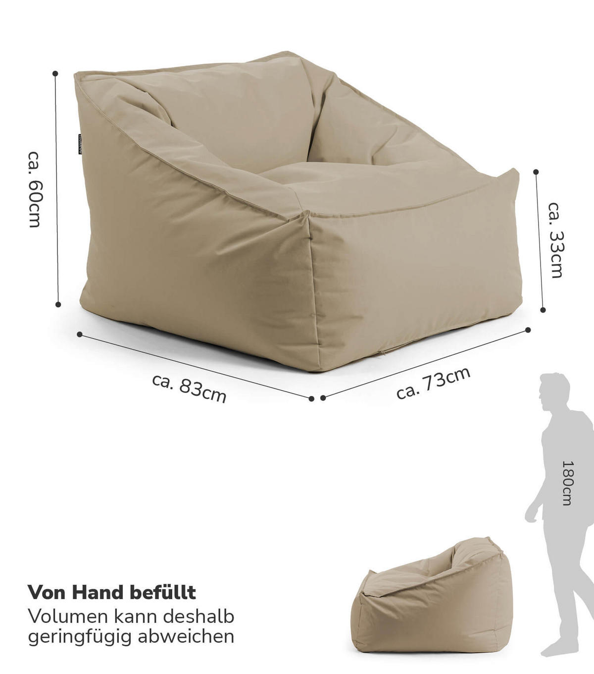 SITZSACK Der Sunnyboy - Beige, Textil (75/60/95cm) - Mokebo