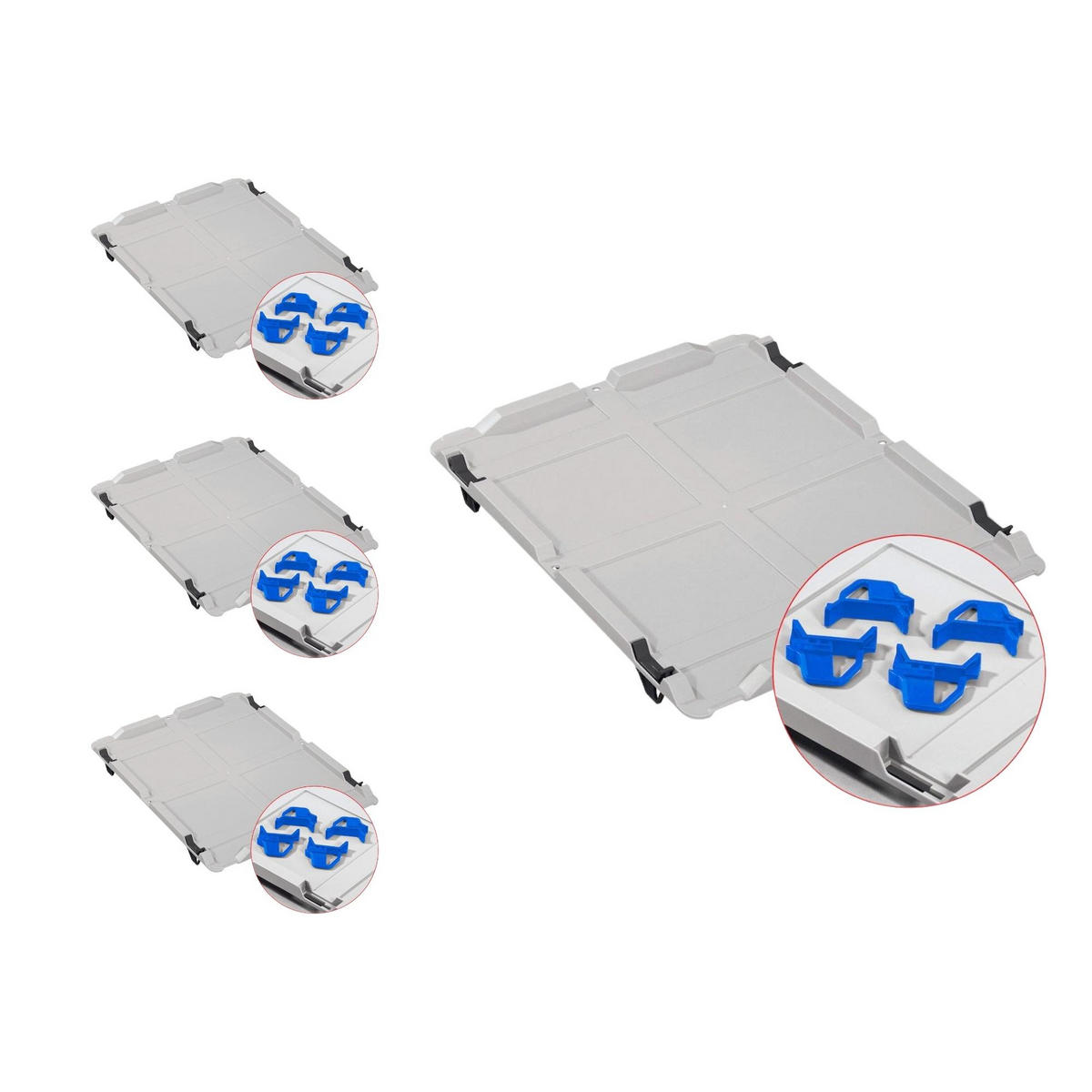 EUROBOX 4x Nextgen Economy Mit Auflagedeckel Grau/Blau Griffe Geschlossen 44 Liter - Blau, Kunststoff (40/22/60cm) - PROREGAL
